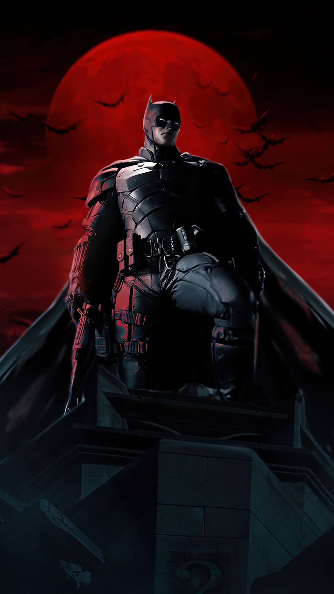 Batman With Red Moon Movie Wallpaper