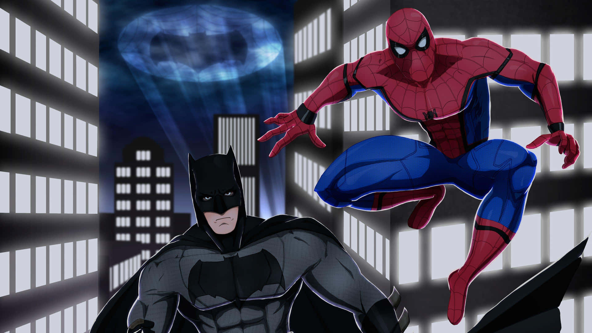 Batmanand Spiderman Dynamic Duo Wallpaper