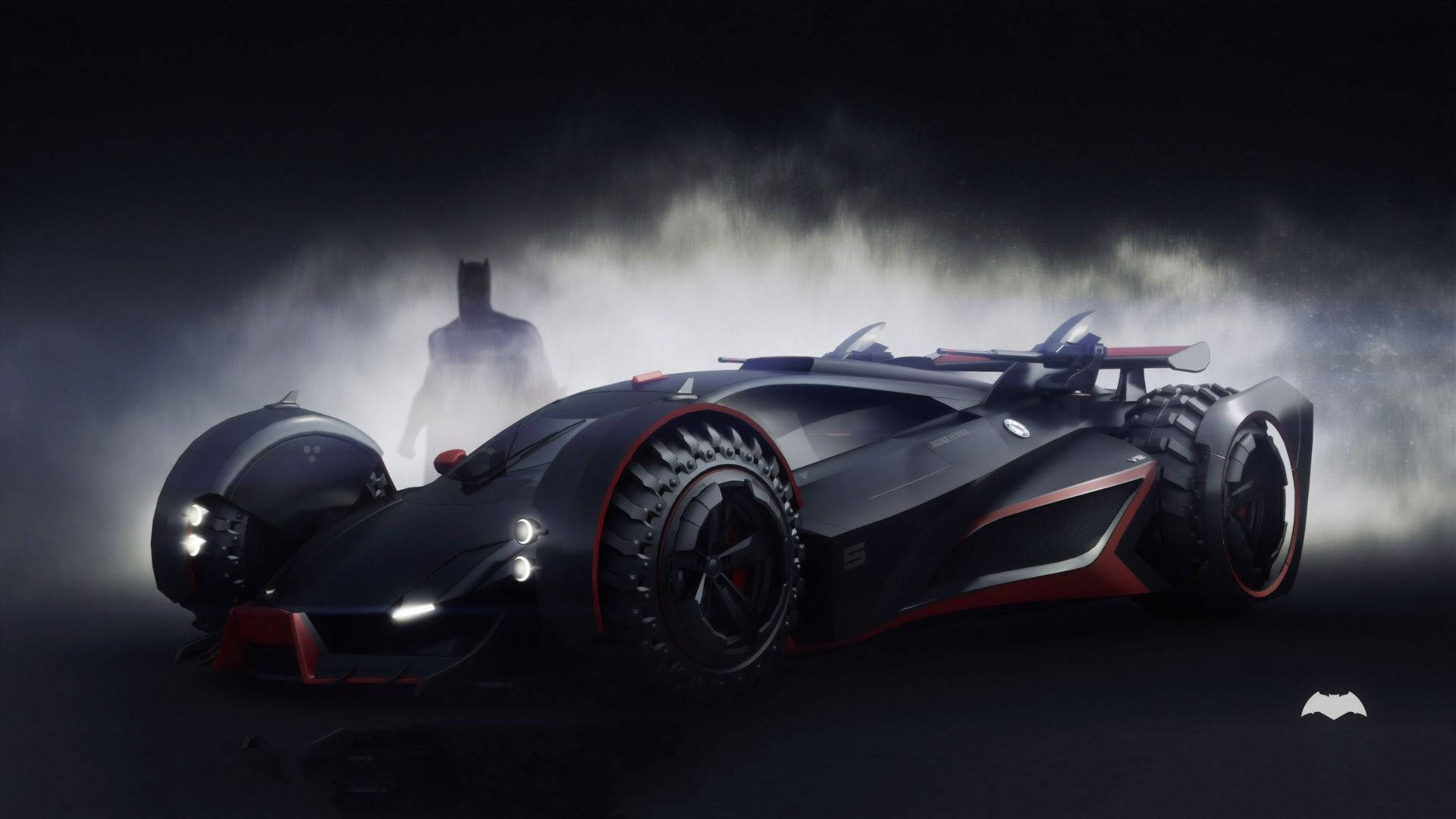 Batmobile In The Foggy Place Wallpaper