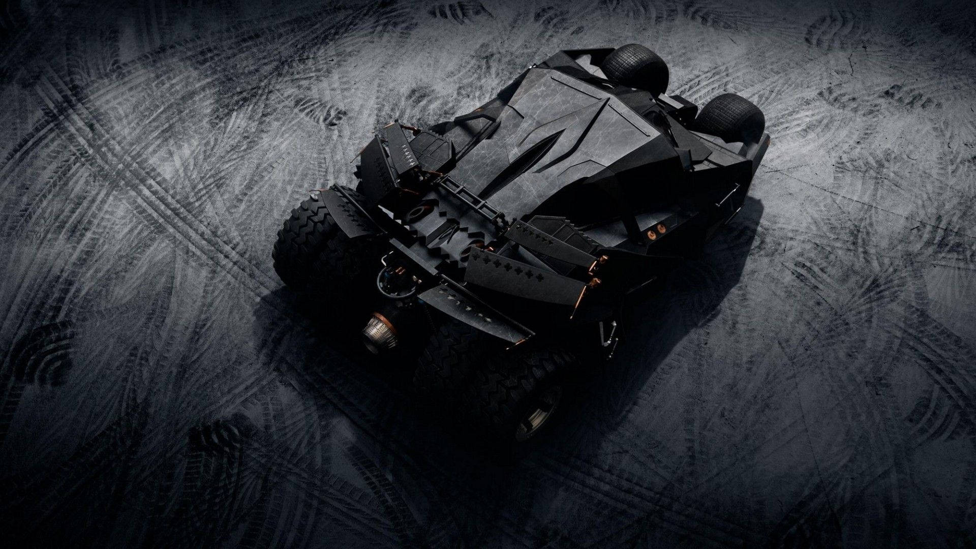 Batmobile With Wheel Marks Wallpaper