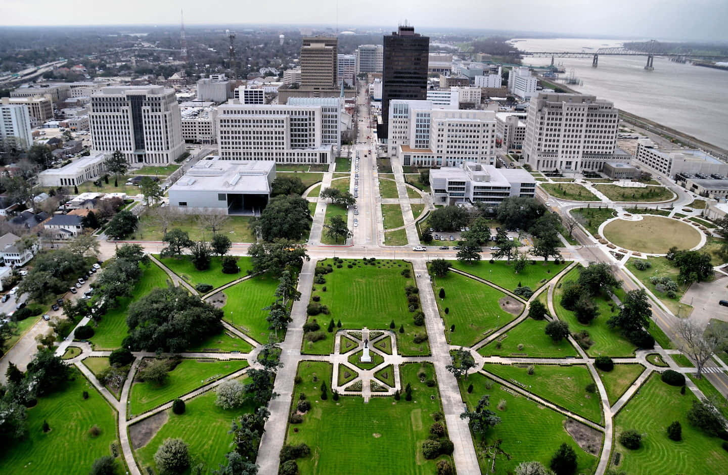 Baton Rouge Luchtfoto Capitol Tuinen Achtergrond