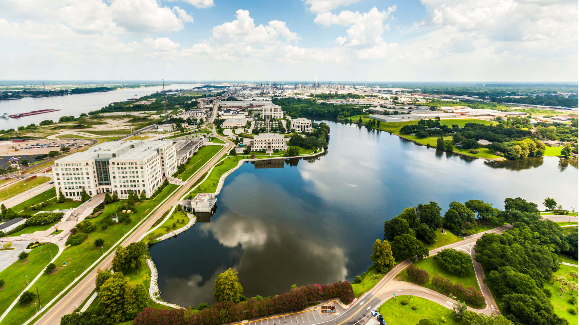 Baton Rouge Aerial View Louisiana Capitol Wallpaper