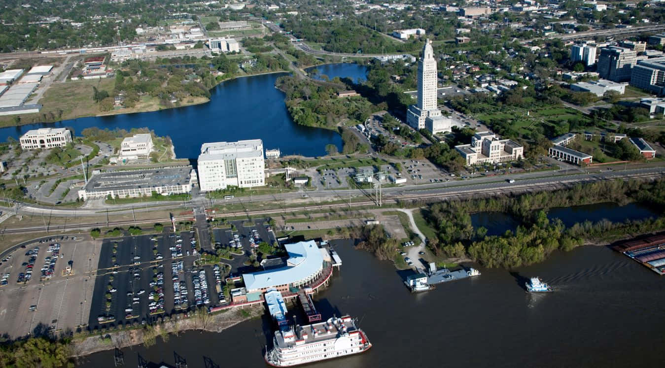 Baton Rouge Aerial View Louisiana State Capitol Wallpaper