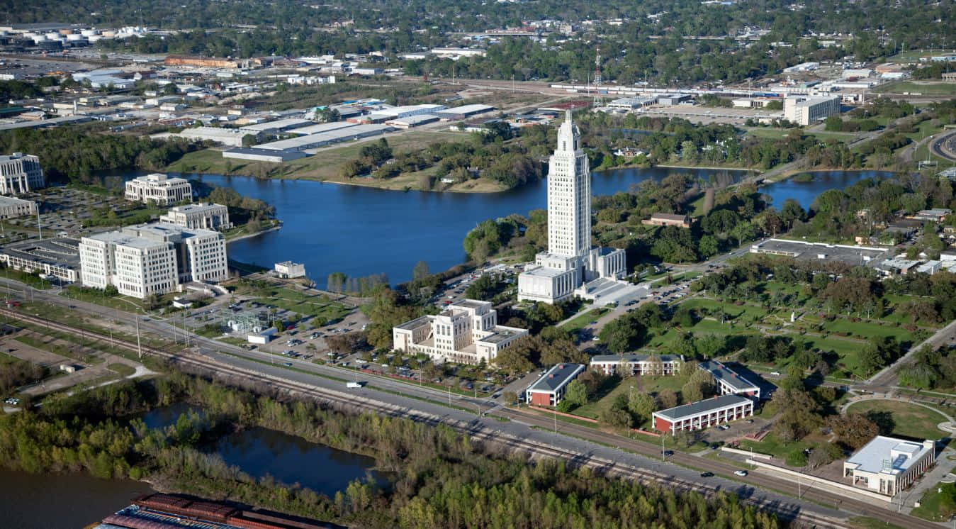 Baton Rouge Aerial View Louisiana State Capitol Wallpaper