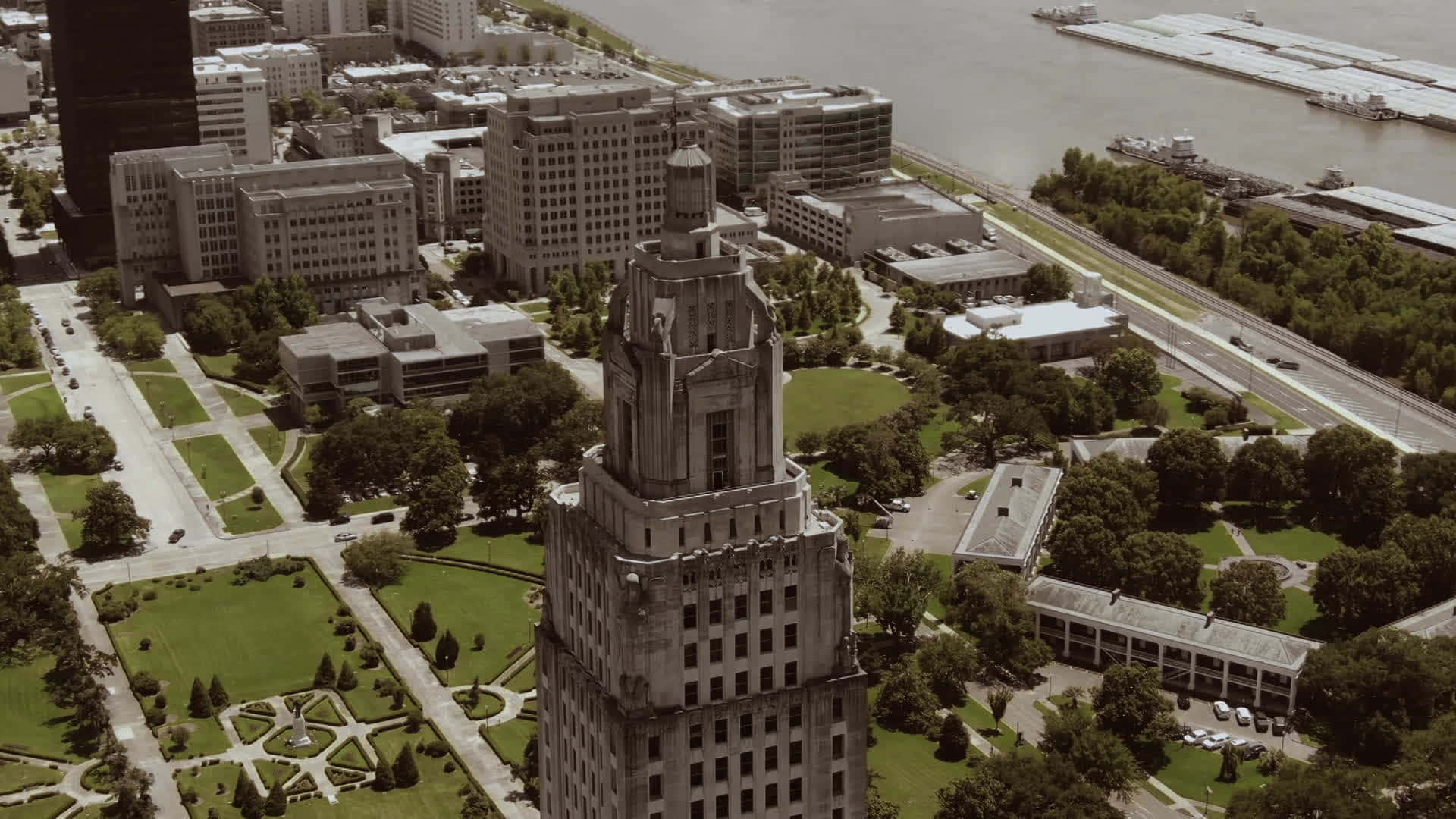 Baton Rouge Louisiana State Capitol Aerial View Wallpaper