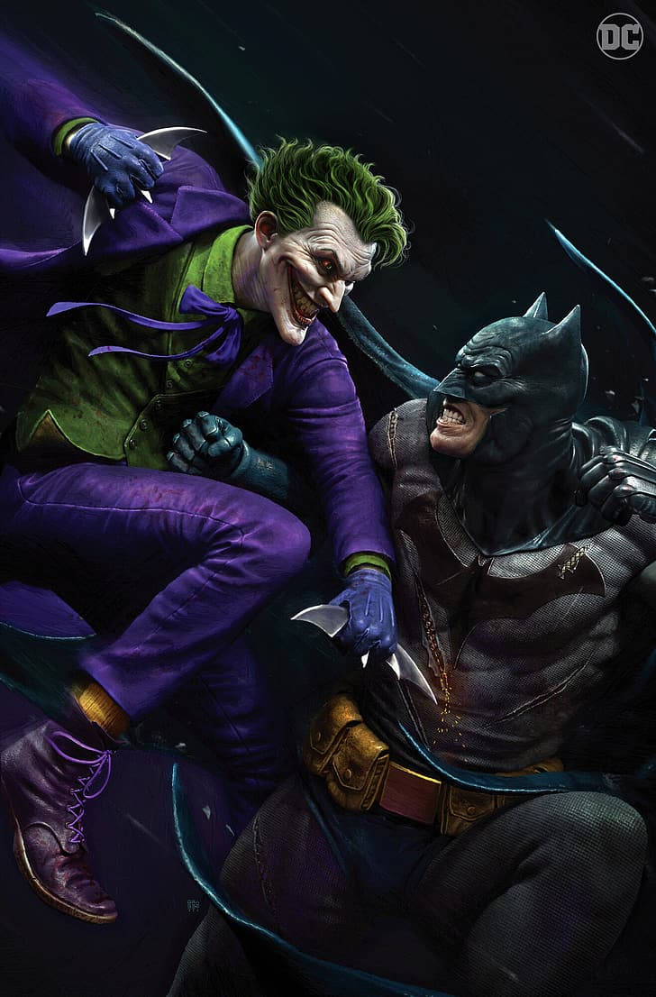 Battle Between Joker And Batman Arkham Knight Iphone Wallpaper