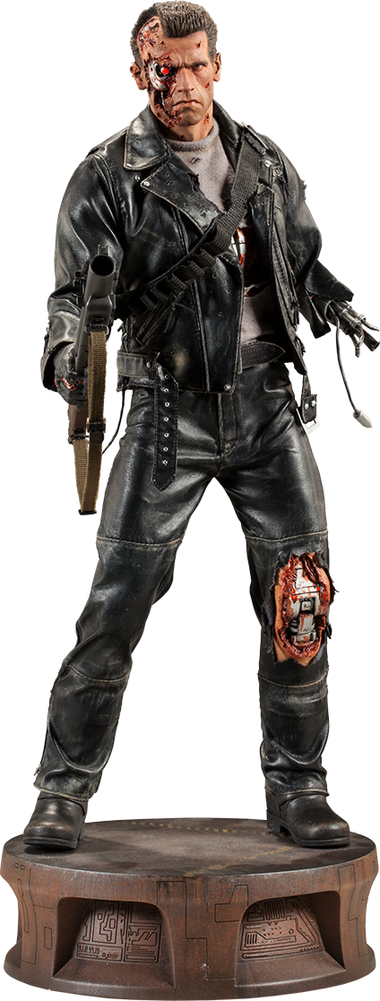 Battle Damaged Terminator Statue PNG