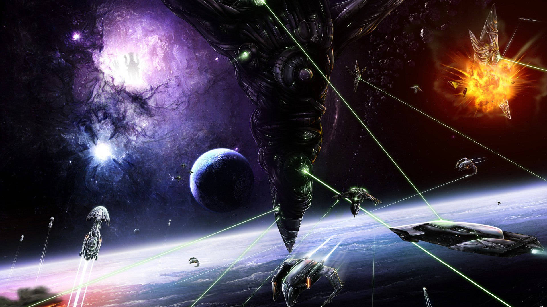Battle In Space Background Wallpaper