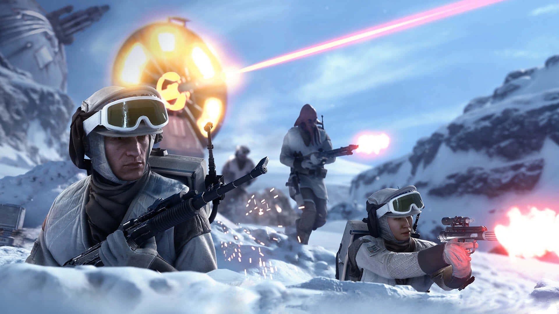 Imperial forces clash with the Rebel Alliance in the epic Battle of Hoth" Wallpaper