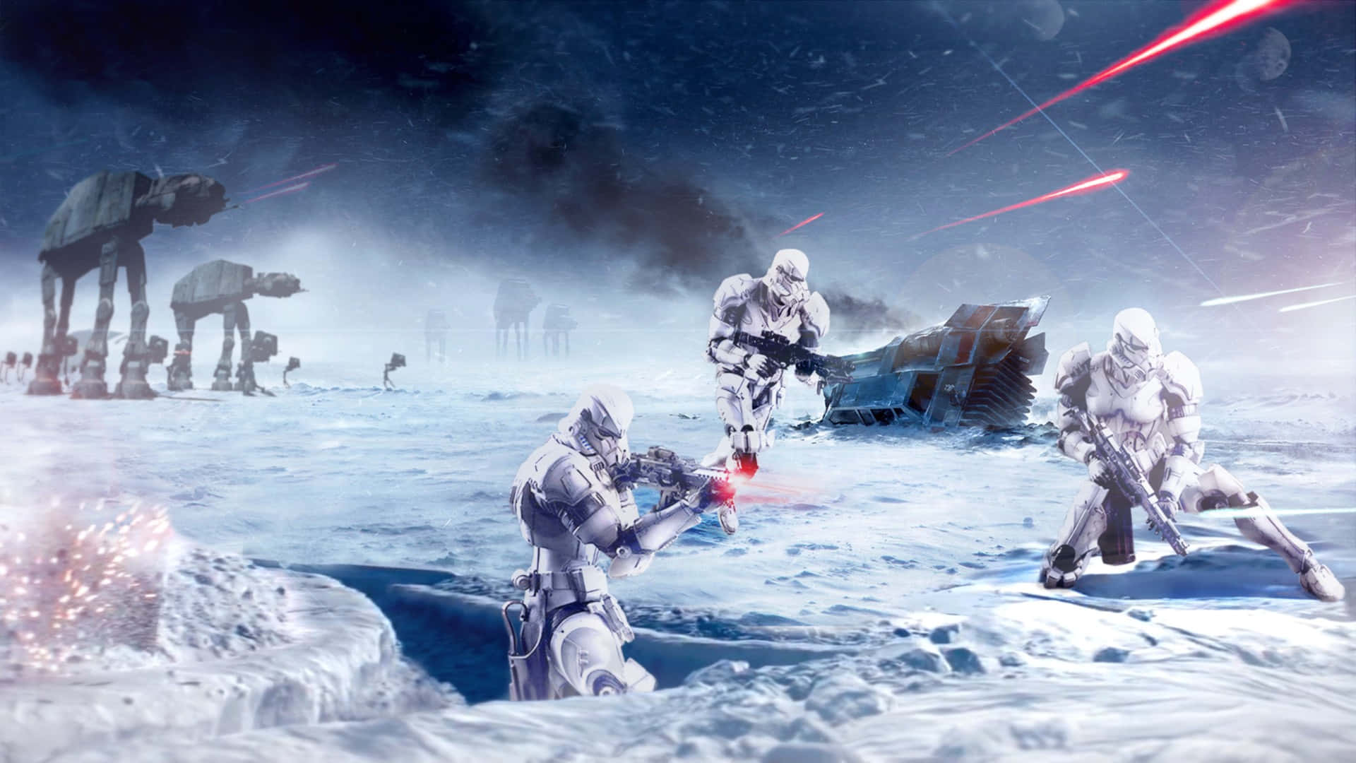 Imperial Forces Engage the Rebel Alliance in the Battle Of Hoth Wallpaper