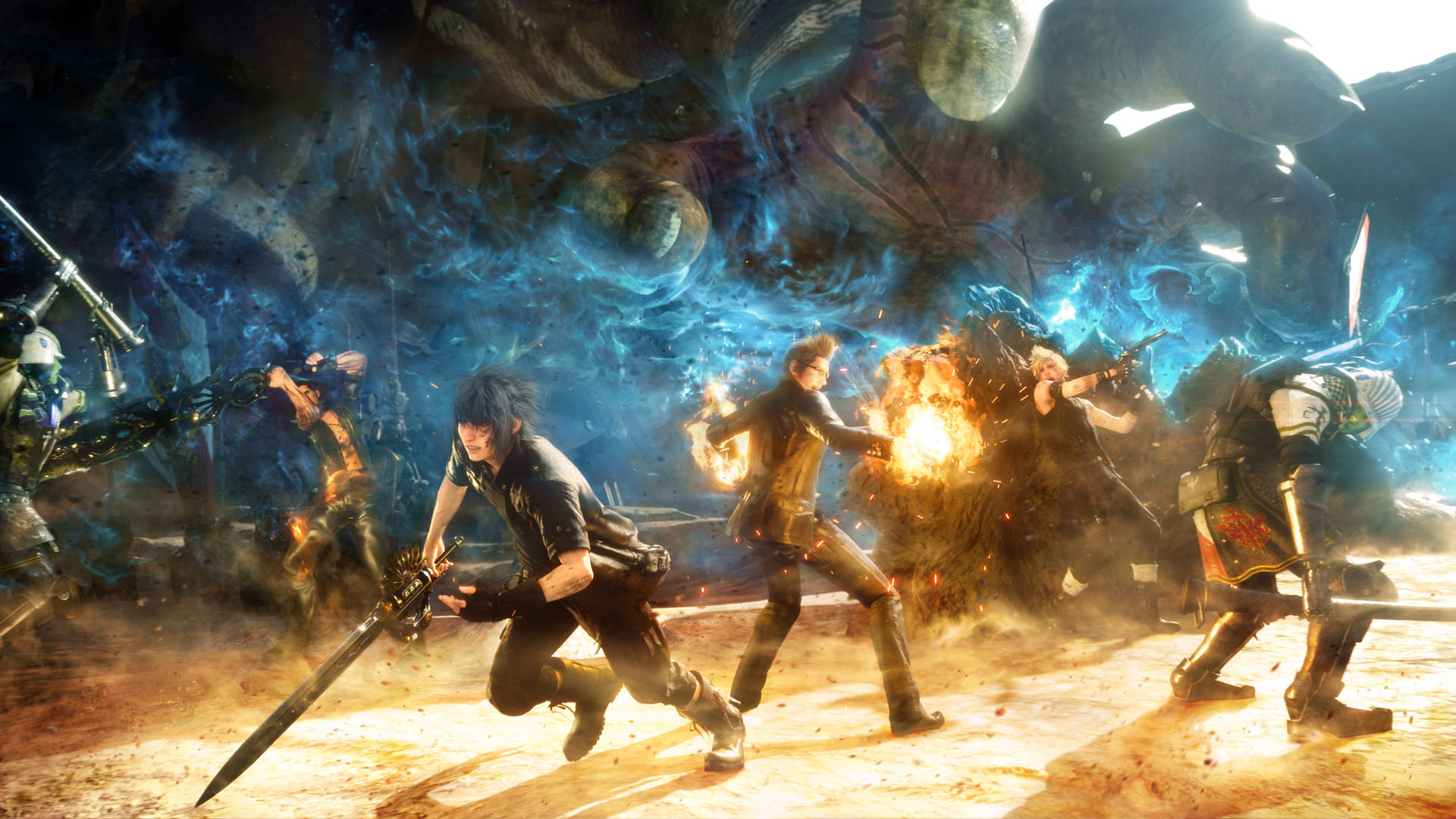 Battle Scene In Final Fantasy Xv Background
