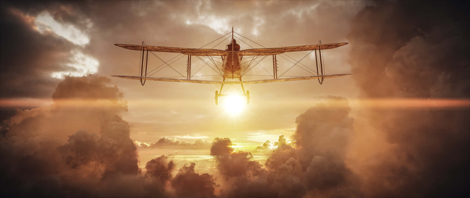 Unavión Vintage Volando Entre Las Nubes