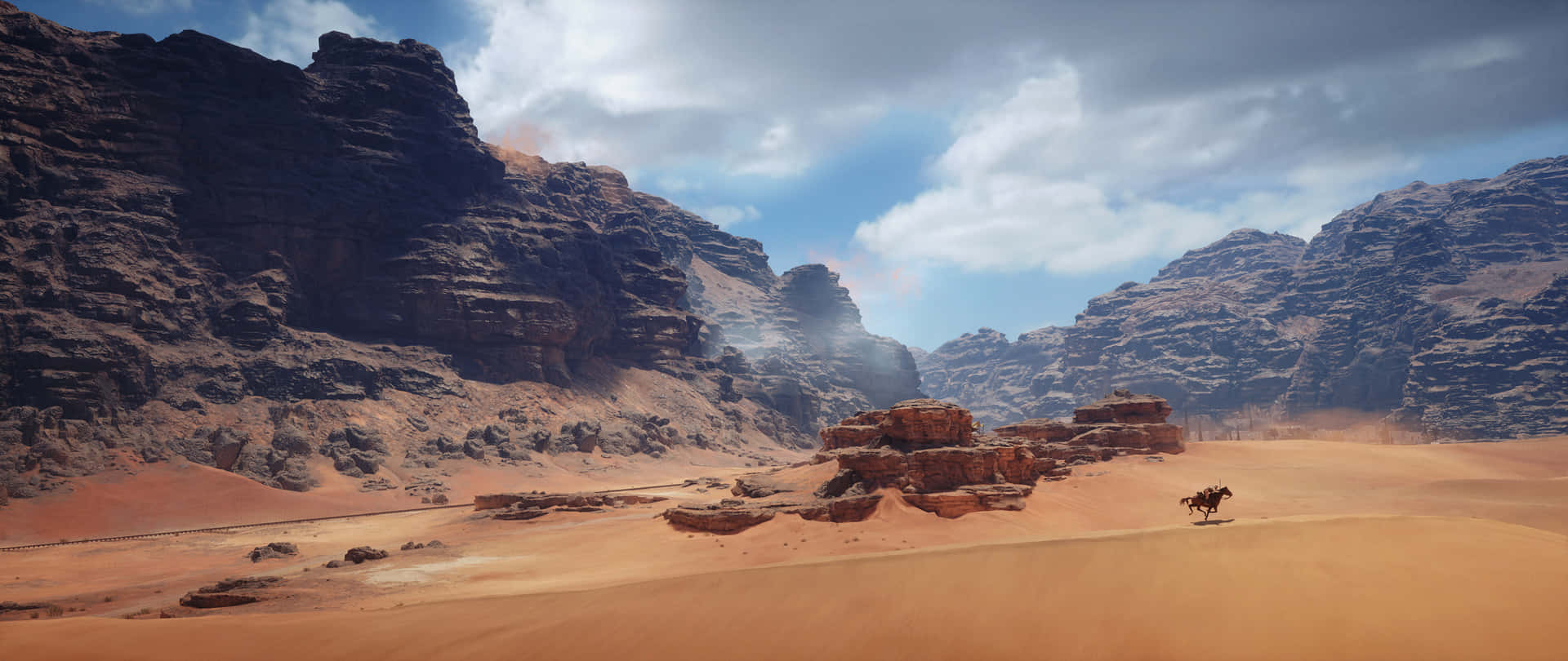 Umacena De Deserto Com Um Camelo E Montanhas
