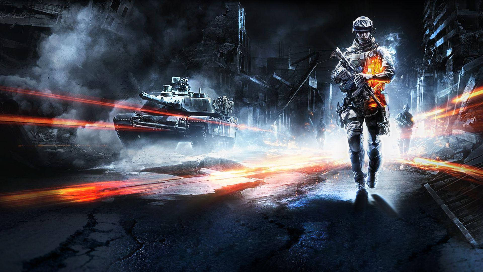 Battlefield1 Hd-image Einer Nächtlichen Kriegszone Wallpaper