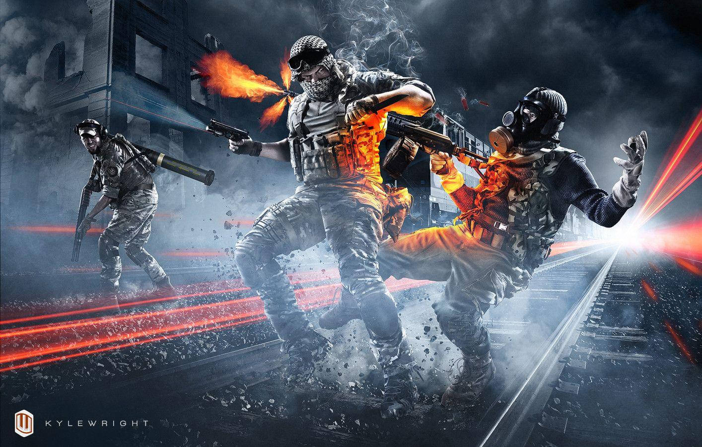 Battlefield 3 Action Spil Scene Wallpaper