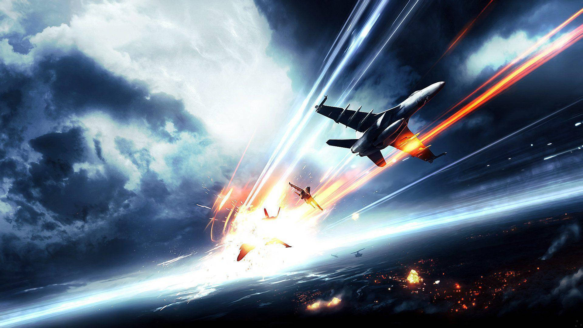 Batallaen La Ciudad De Battlefield 4 Con Aviones De Combate. Fondo de pantalla