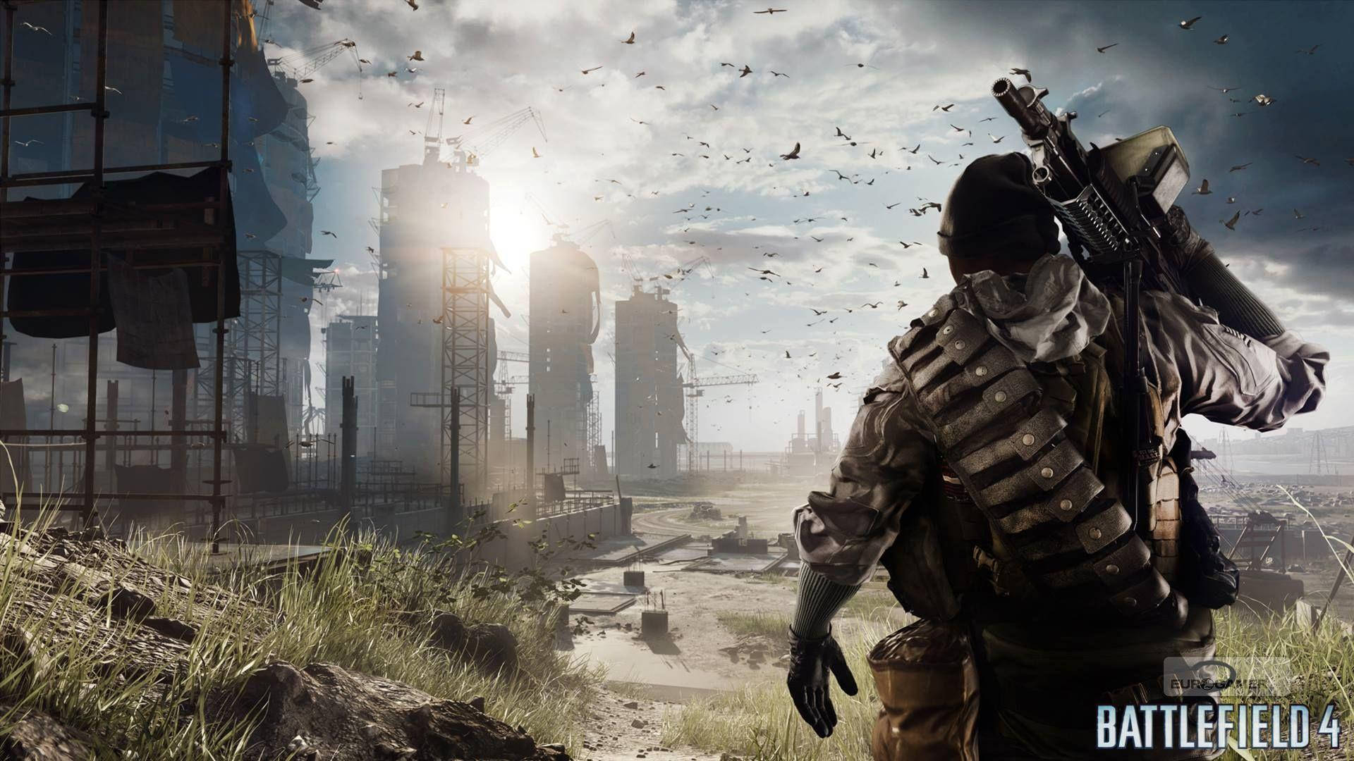 Soldadode La Ciudad En Battlefield 4 Vista Trasera Fondo de pantalla