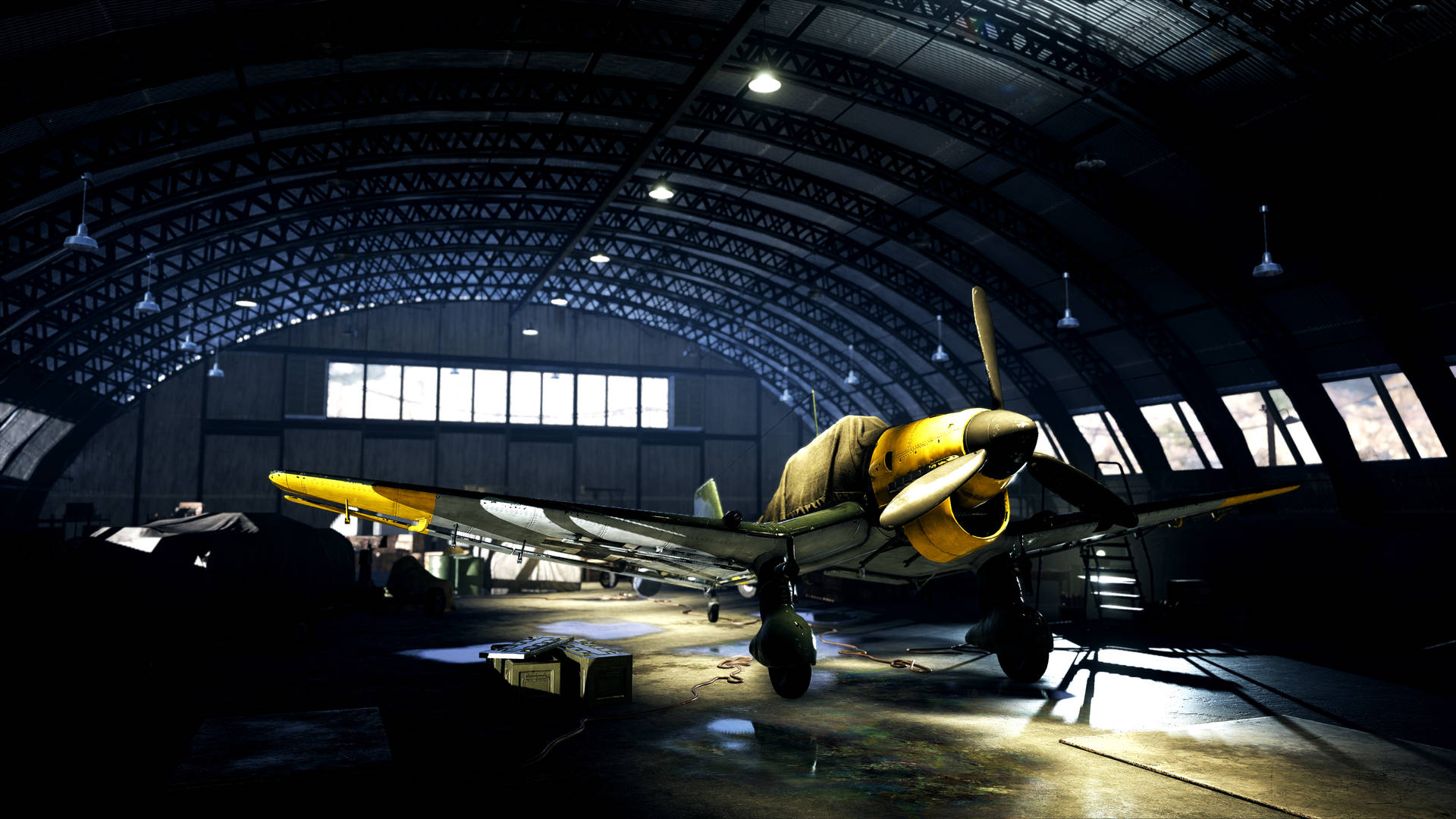 Battlefield 5 4K Plane In Hangar Wallpaper