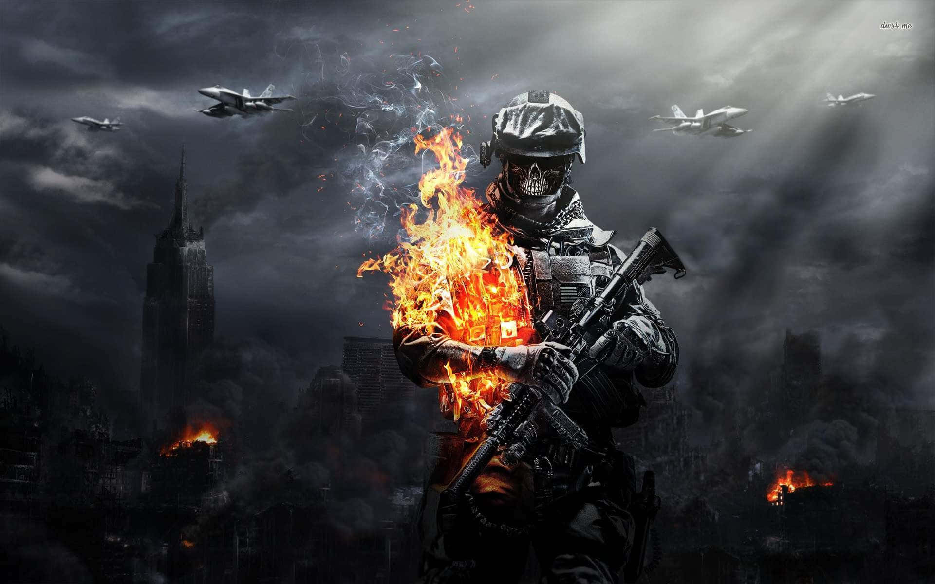 Battlefield Desktop Soldier With Air Support Wallpaper