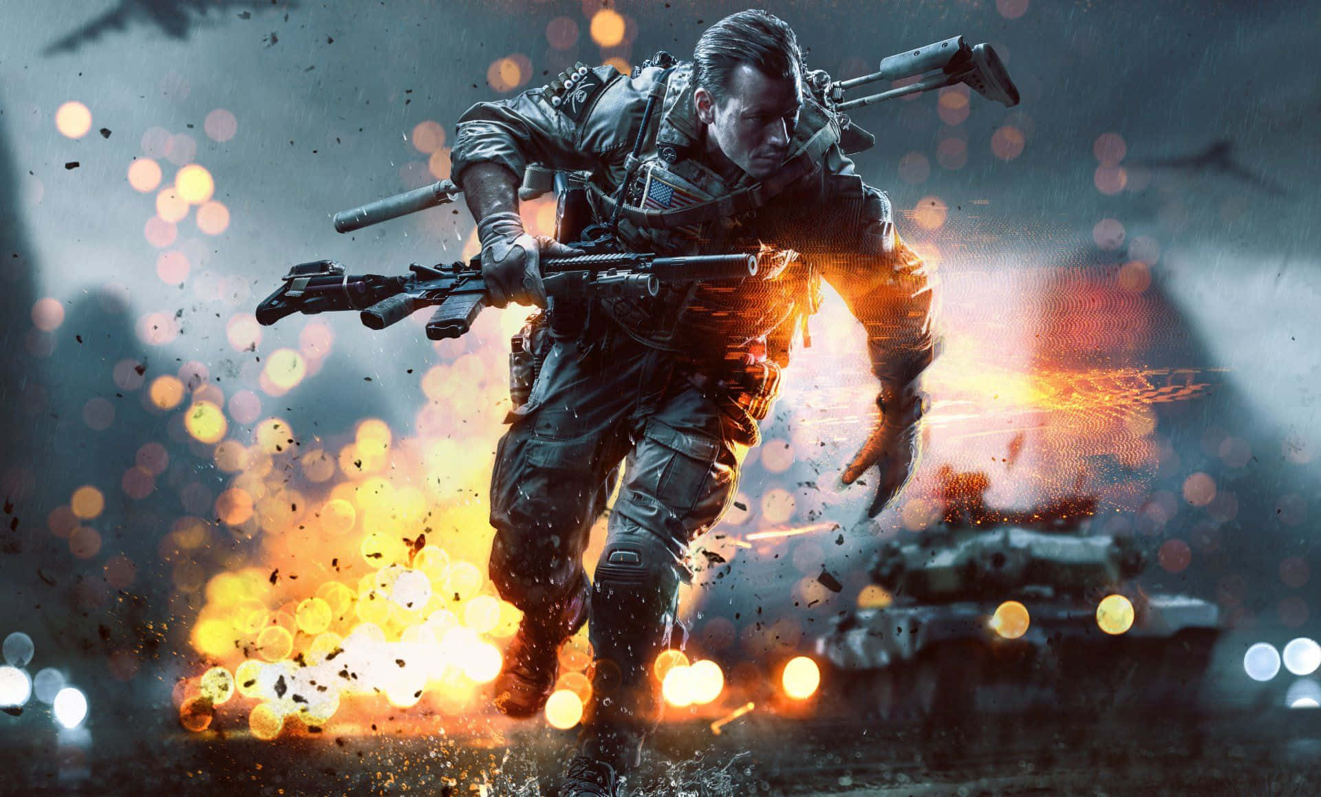 Desktopdi Battlefield: Soldato In Fuga Dal Carro Armato Sfondo
