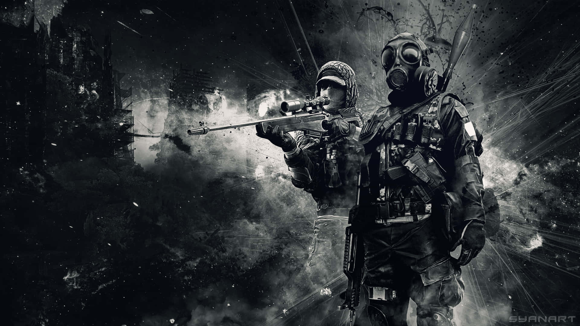 Battlefield Desktop Guy With Gas Mask Wallpaper