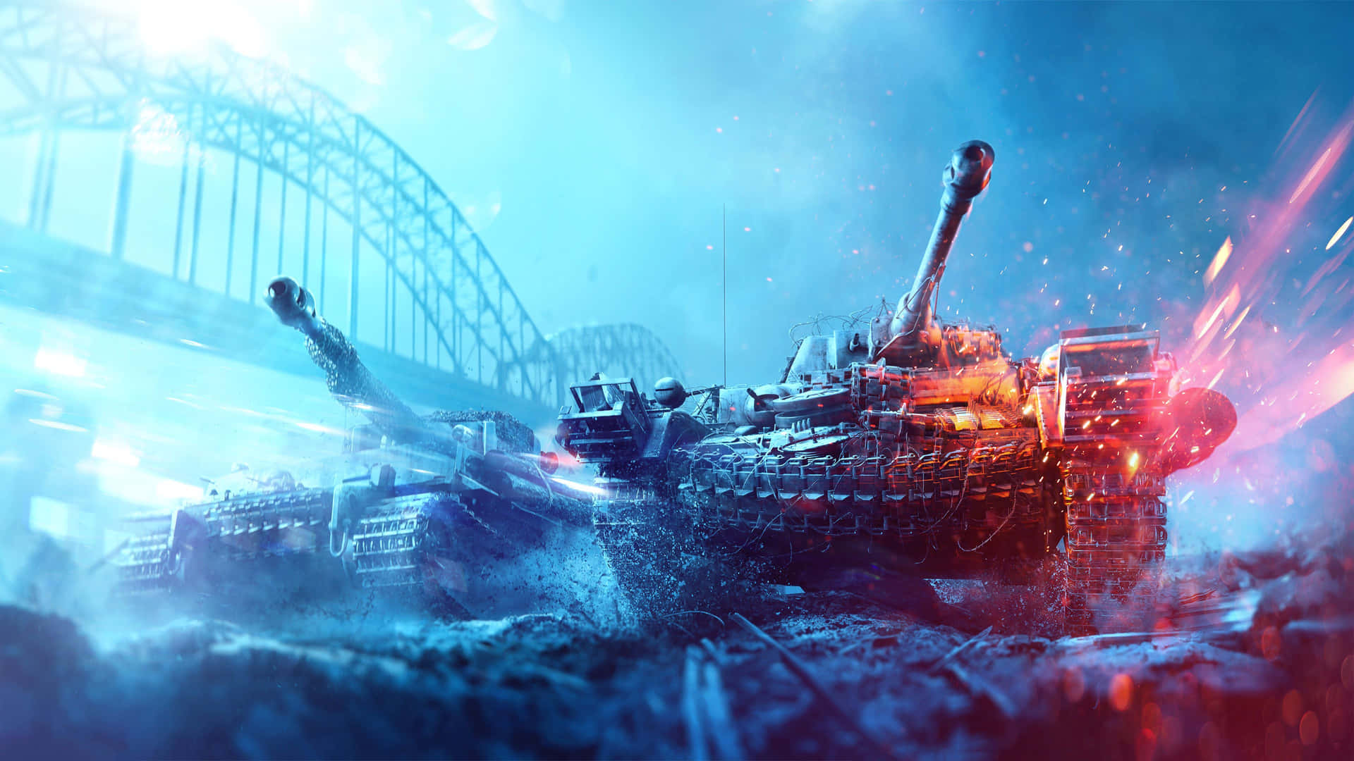 Adegan Pertempuran Tank Di Battlefield Wallpaper