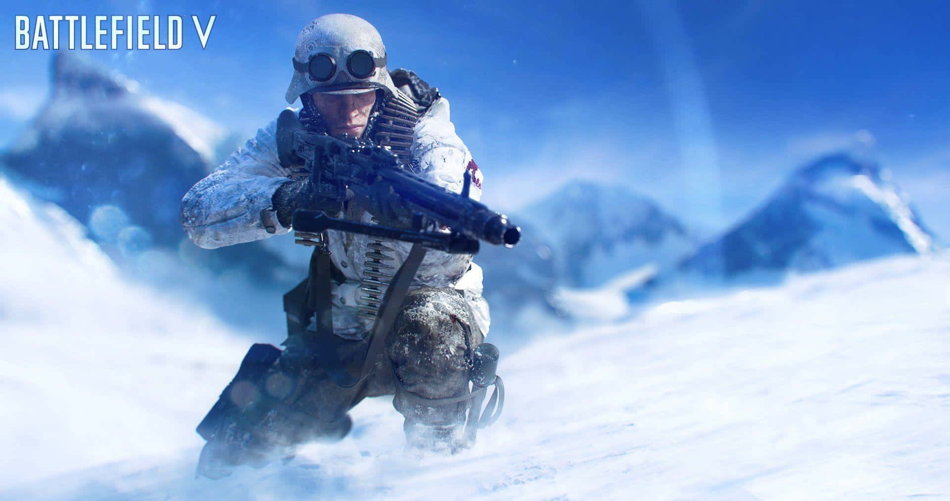 Soldatauf Dem Hintergrund Des Arktischen Schneegefechts In Battlefield V