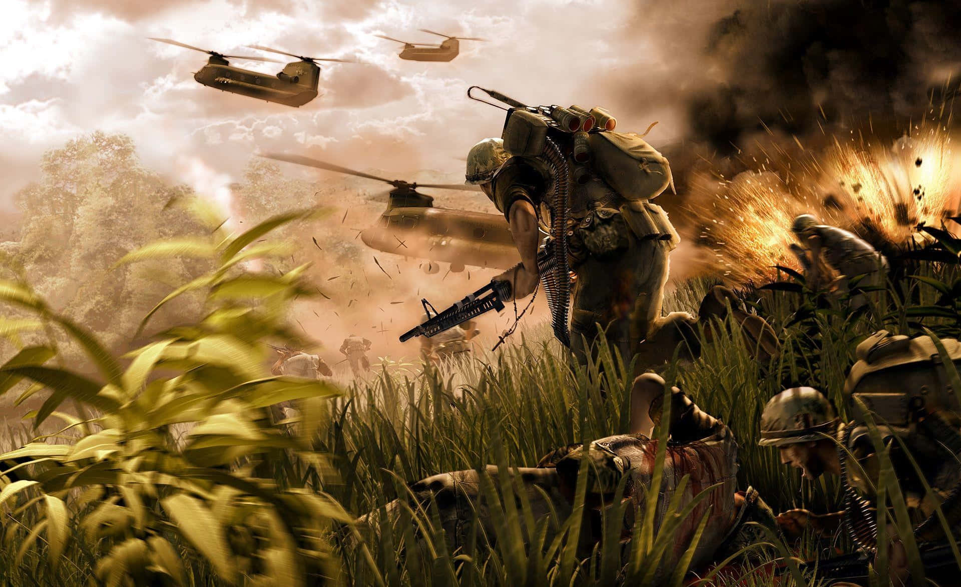 Papelde Parede Battlefield V Com Cenário Da Guerra Do Vietnã.