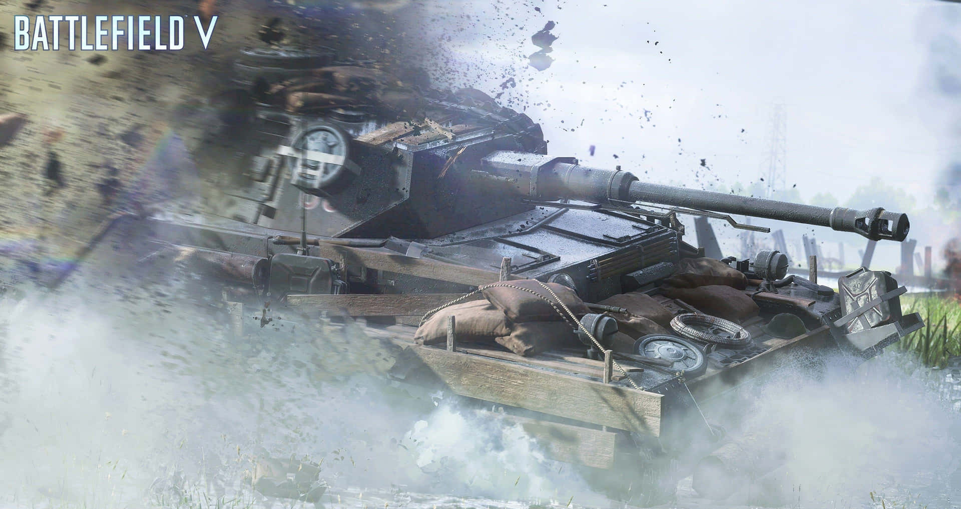 Fondoschermo Di Battlefield V Con Un Carro Armato Che Rompe Un Muro
