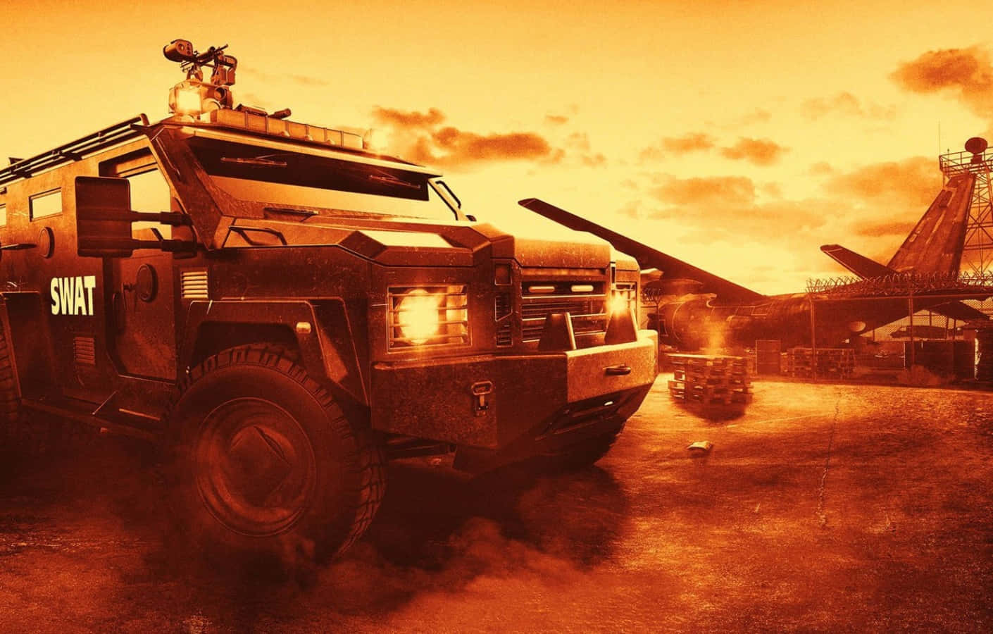 Intense Battlefield with Armored Vehicles in Action Wallpaper