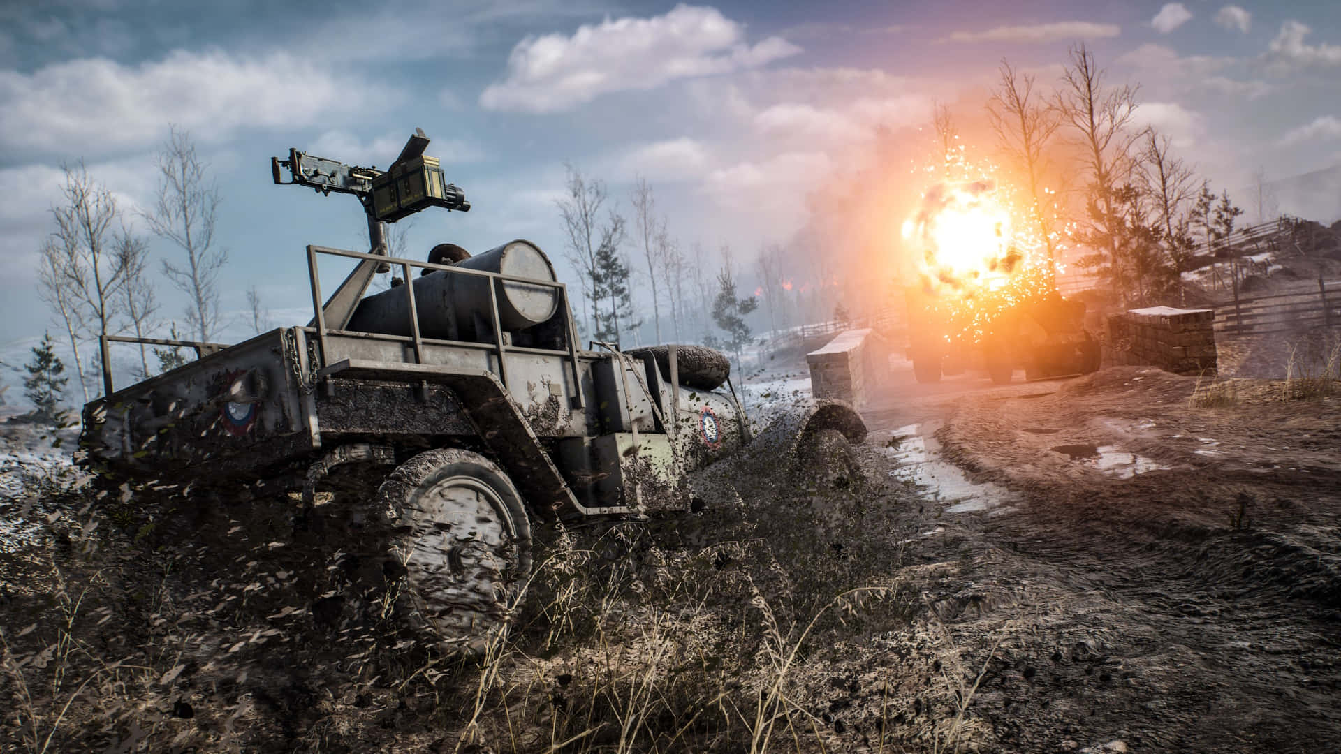 Military Battlefield Vehicles in Action Wallpaper