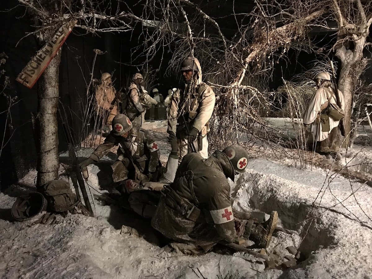 Battleofthe Bulge Winter Warfare Scene Wallpaper