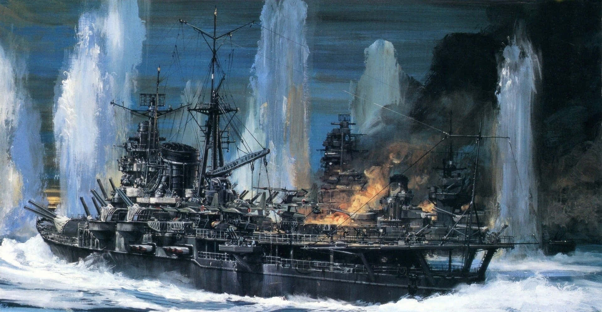 "An iconic battleship at sea"
