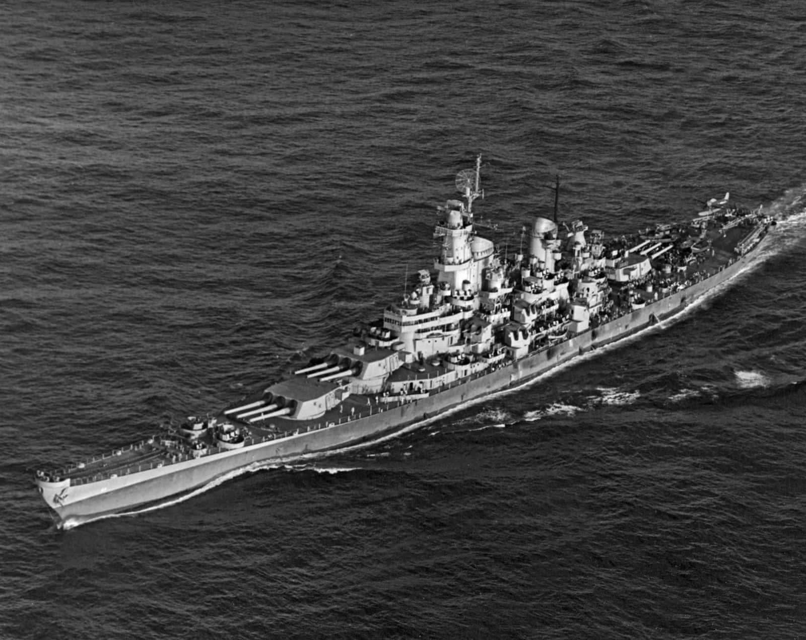 A Black And White Photo Of A Large Battleship