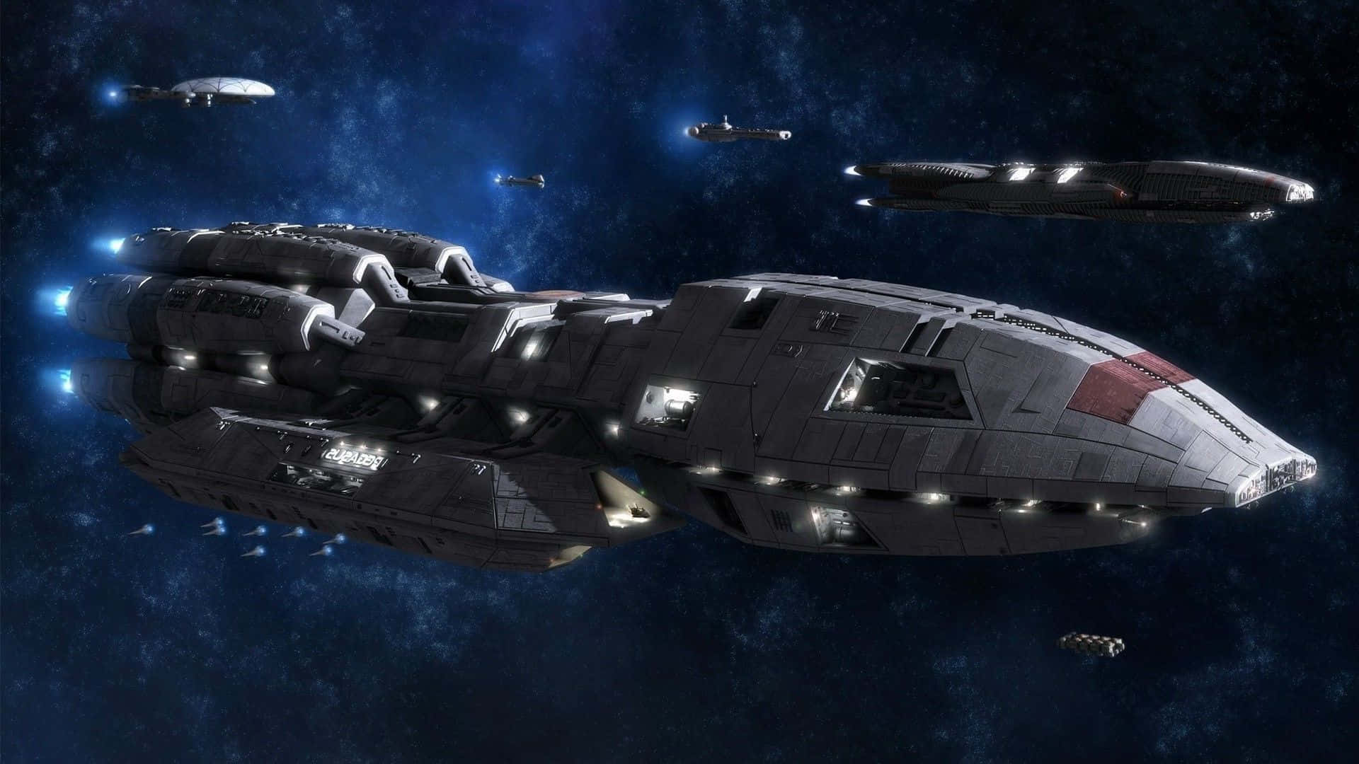 Battlestargalactica Rumskibe Flyver. Wallpaper