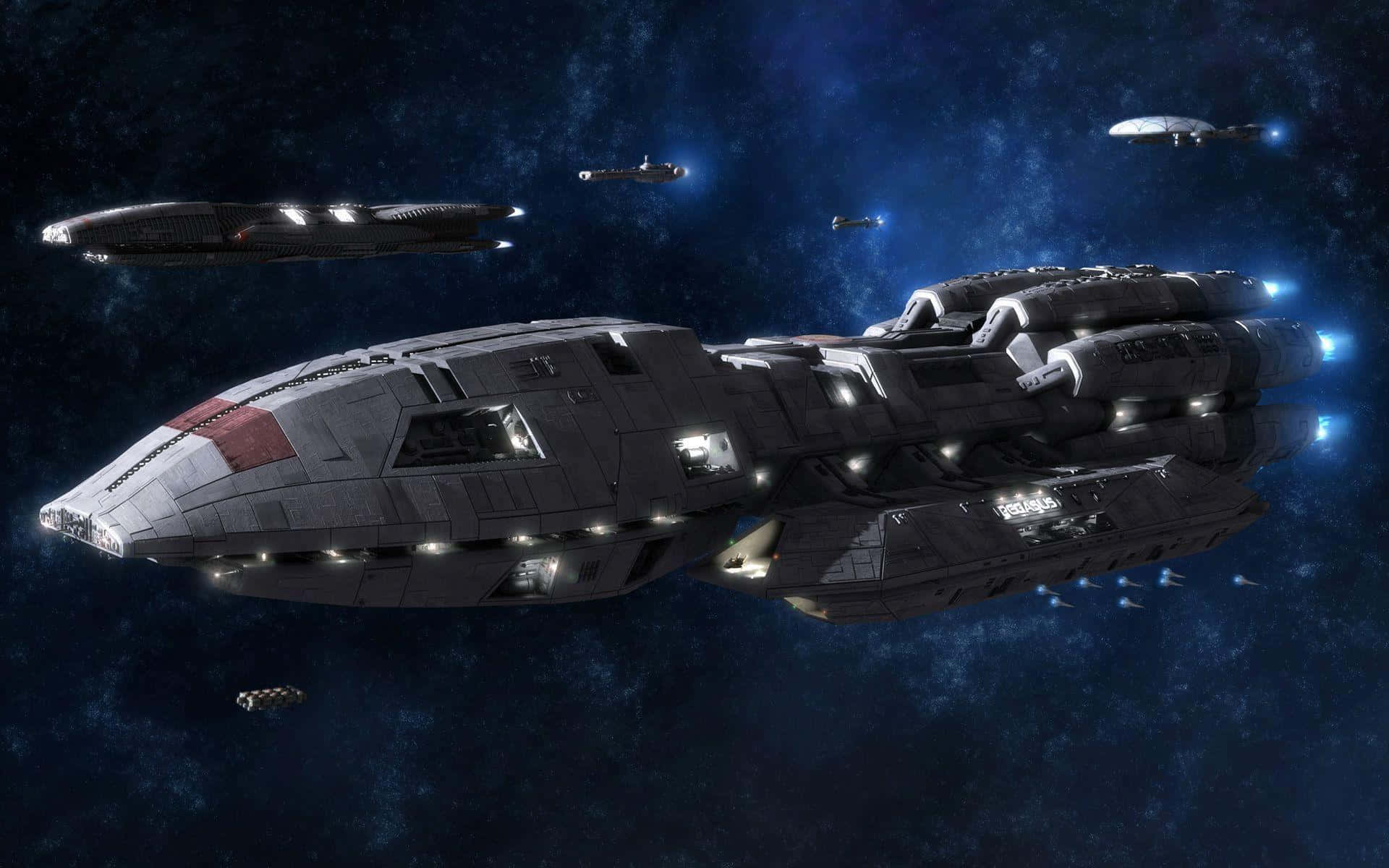 Battlestar Galactica Casts A Bold Silhouette In The Final Frontier Wallpaper