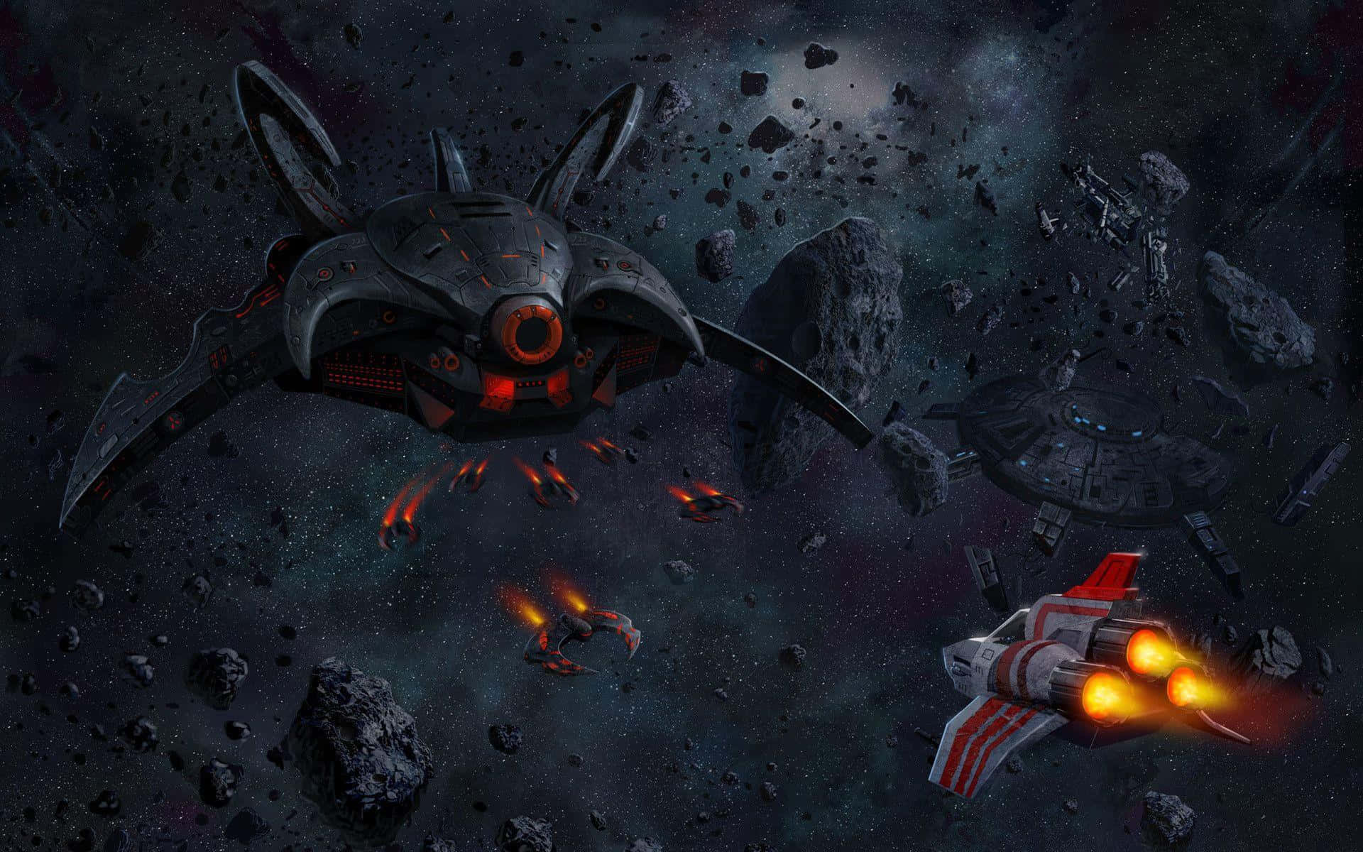 Battlestar Galactica Spaceskib Slag Scene Wallpaper