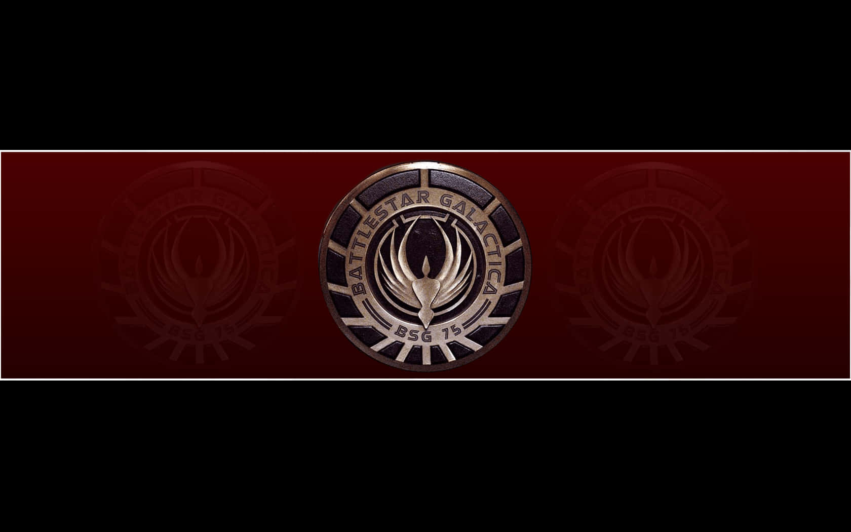 Emblemadi Battlestar Galactica Rosso E Nero Sfondo