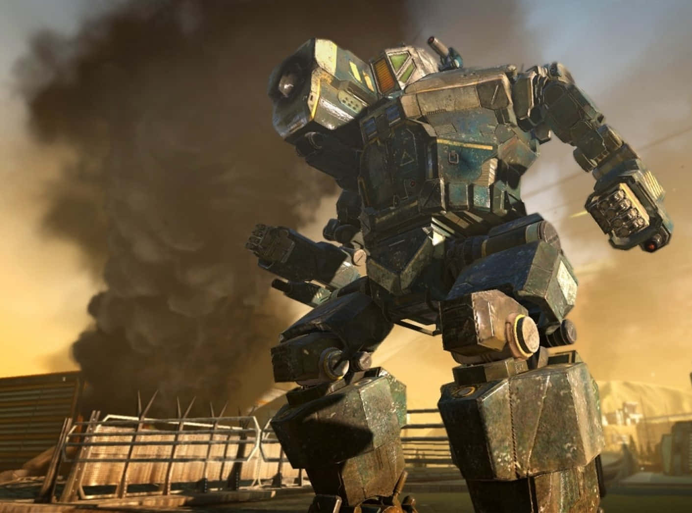 Battletech Mech in an Intense Battle Wallpaper