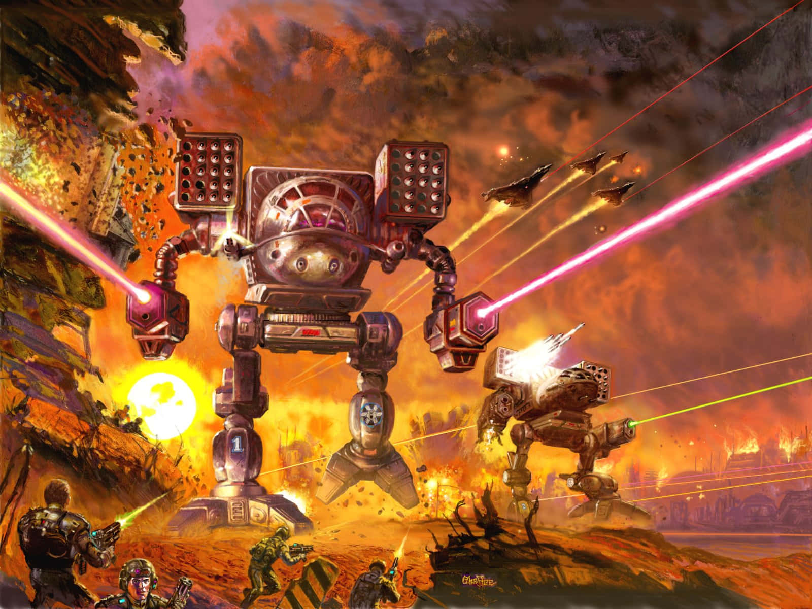 BattleTech Mechs in Action Wallpaper