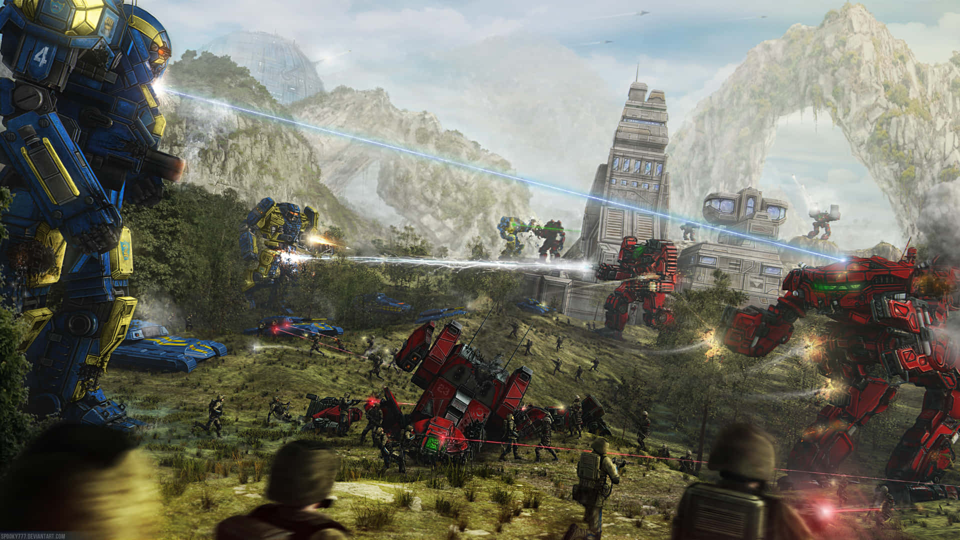 Epic Battle Scene in the Battletech Universe Wallpaper