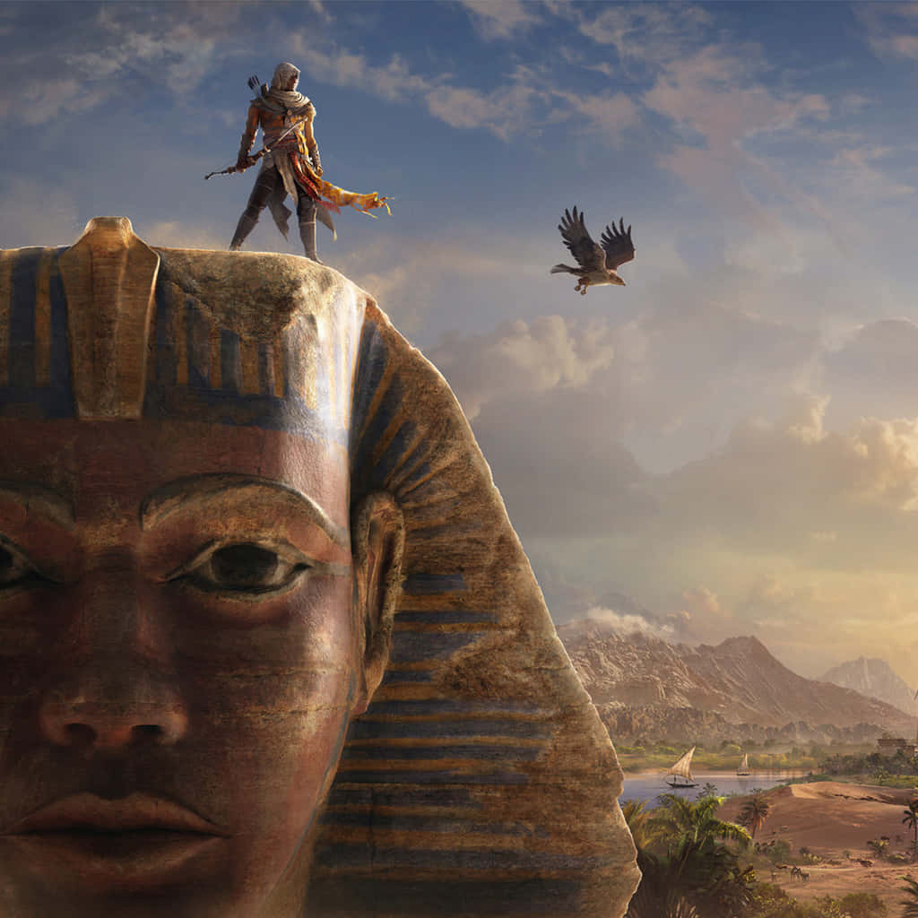 Bayek of Siwa Standing Tall in Assassin's Creed Origins Wallpaper