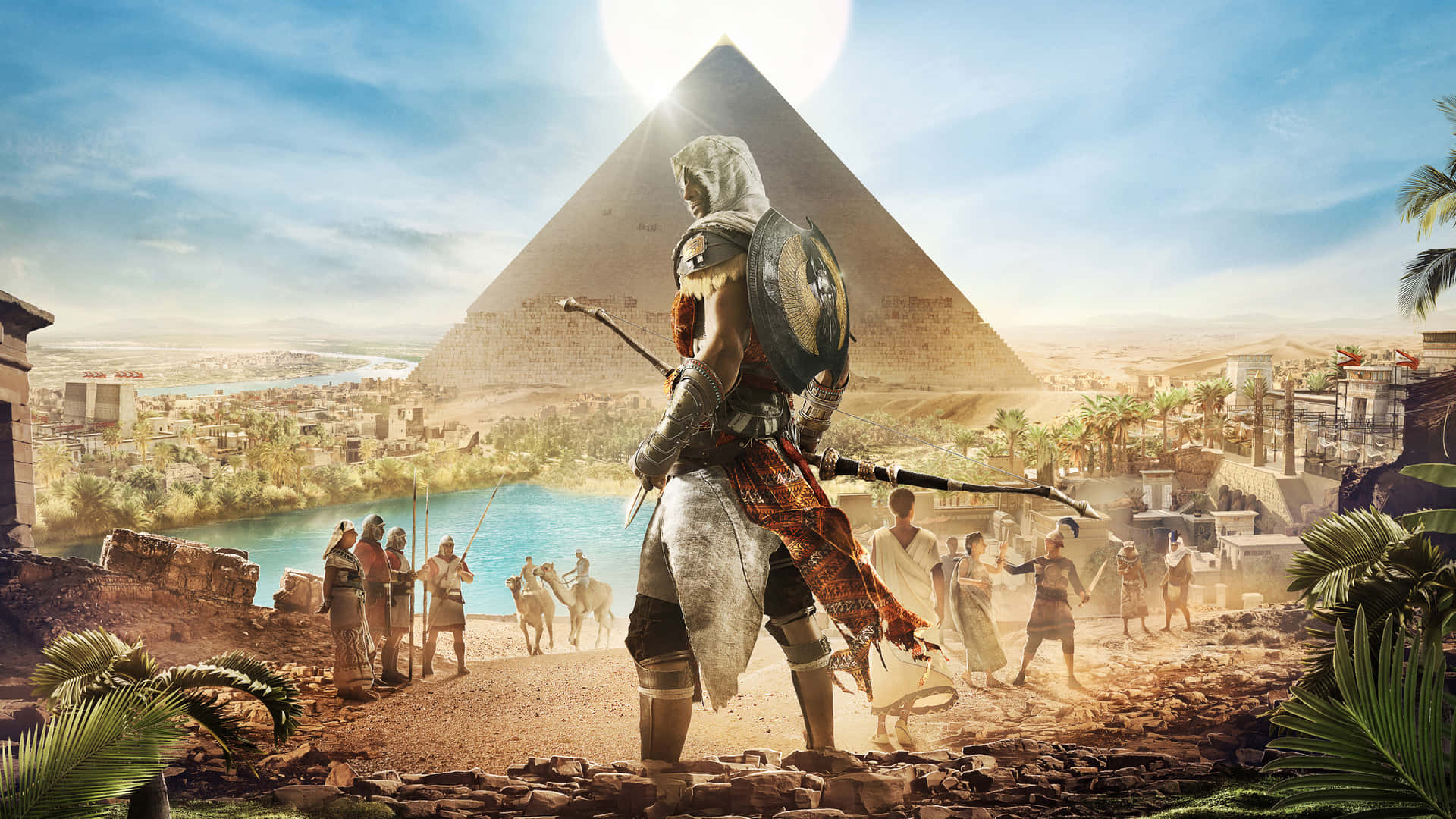 Bayek, the Legendary Medjay in Action Wallpaper