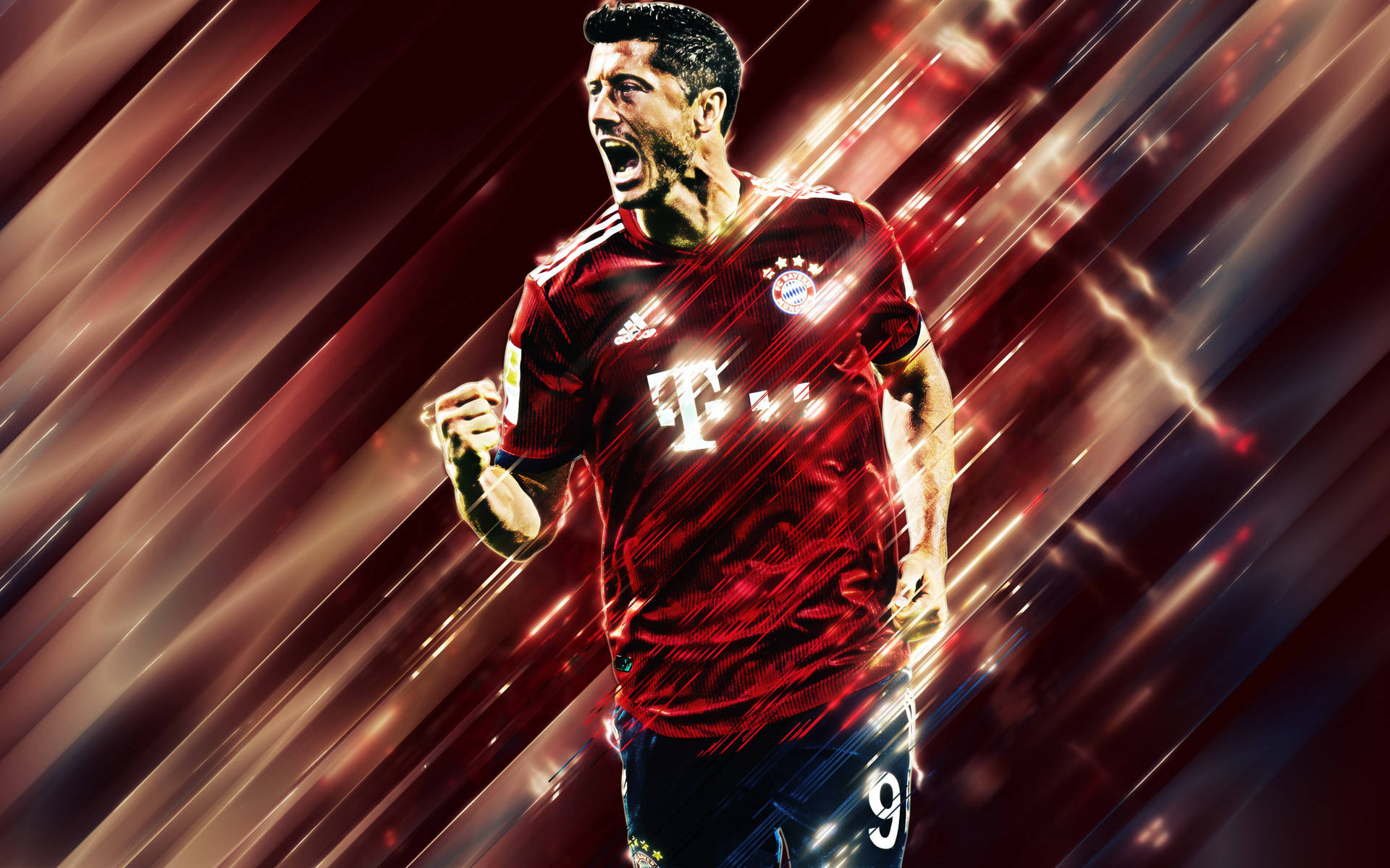 Bayern Munich Lewandowski Light Beams Art