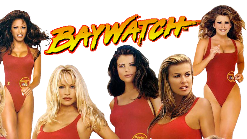 Baywatch Cast Red Swimsuits PNG
