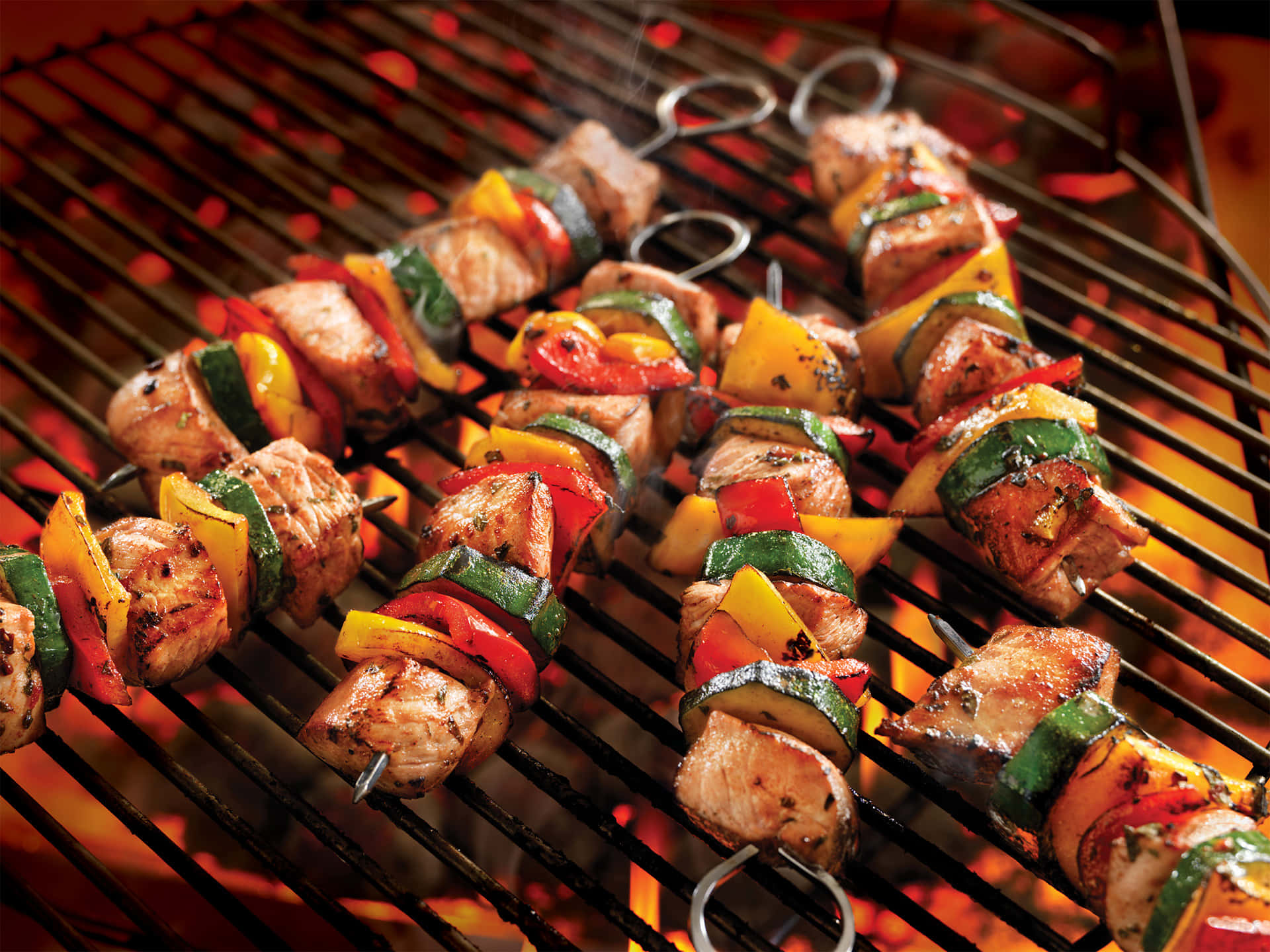 Grilled Chicken Skewers On A Grill