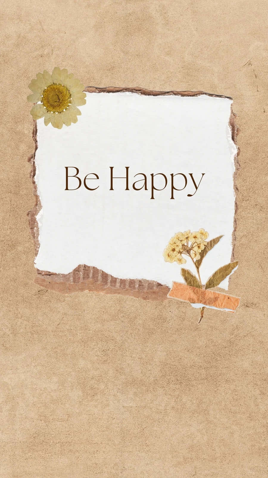 Be Happy Floral Aesthetic Wallpaper Wallpaper