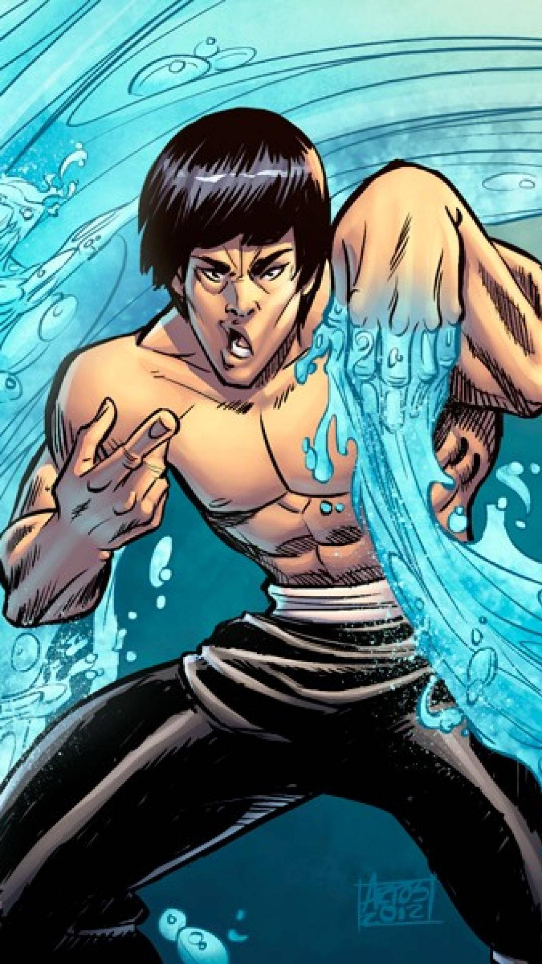 Be Water Cartoon Bruce Lee Wallpaper