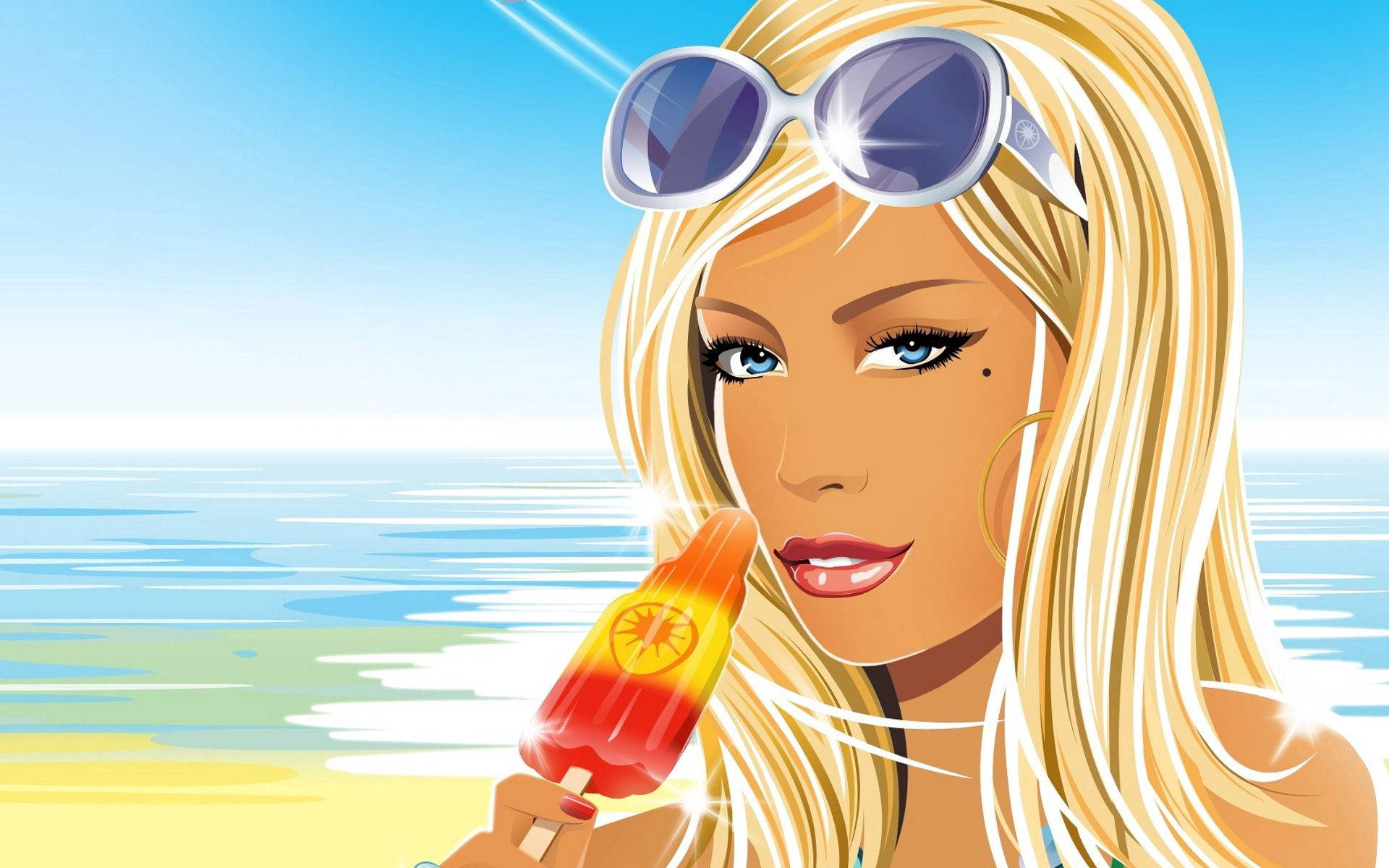 Beach Animated Girl Wallpaper