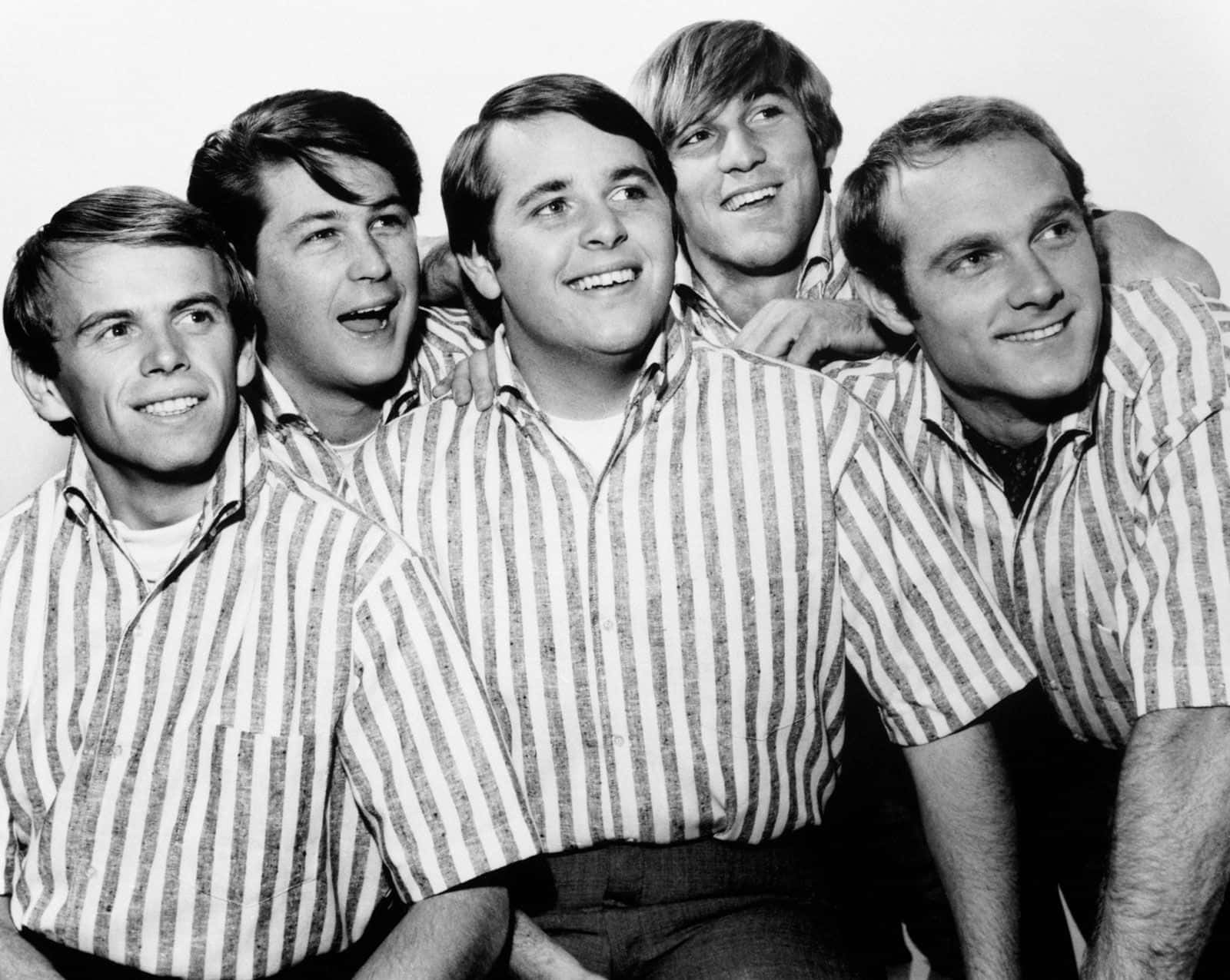 The Iconic Beach Boys Band in a Black and White Portrait Wallpaper